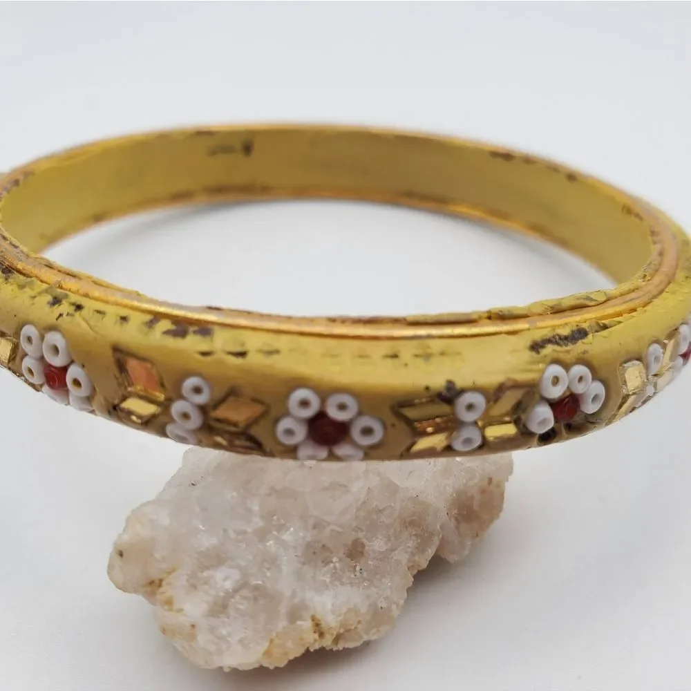 Vintage Yellow boho flower child bracelet B1321 - Picture 2 of 3